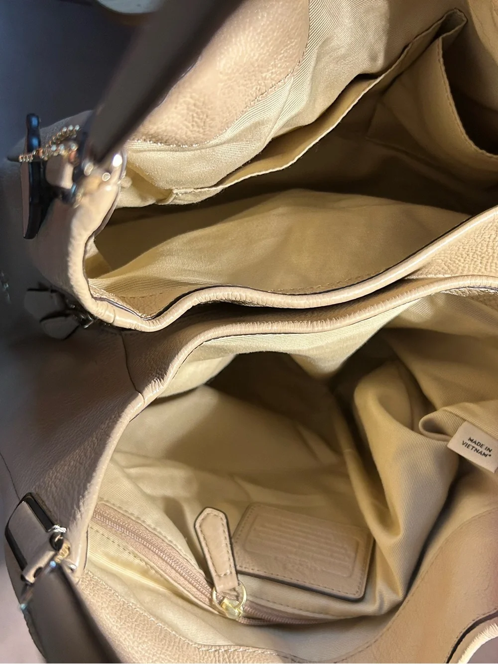 Coach Madison Phoebe Tan pebbled leather